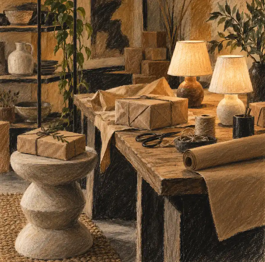 Illustration of independent retailers equipment and workspace
